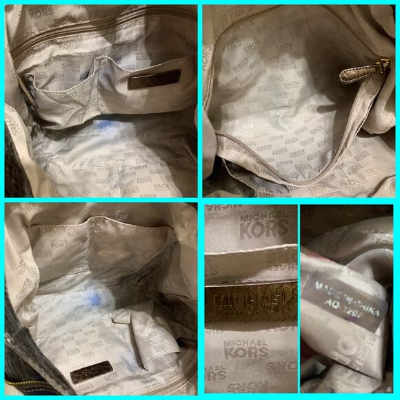 MICHAEL KORS Bronze Snakeskin Embossed Leather MOXLEY Shoulder Tote - Picture 12 of 16